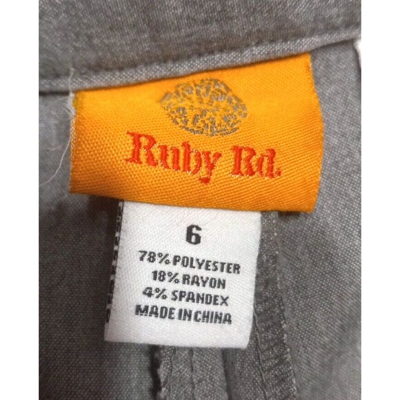 Ruby Road Size 6 Flat Front Slacks Gray Career Ankle Pants Business All Seasons - Picture 7 of 8